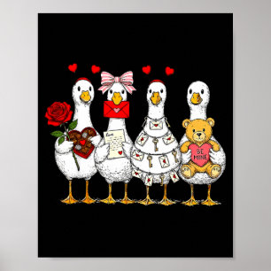 Schattige Retro Valentijnsdag Domme Ganzen Eend Li Poster