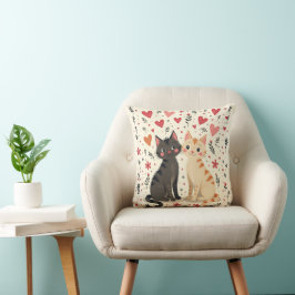 Schattige Retro Valentijnsdagkatten Kussen