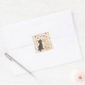 Schattige Retro Valentijnsdagkatten Vierkante Sticker (Envelop)