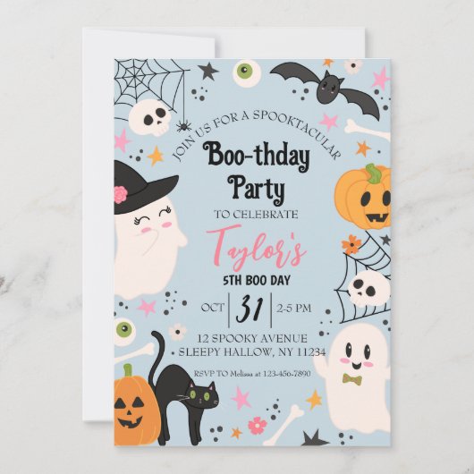 Schattige Retro Verjaardag Halloween Feest Kaart (Voorkant)