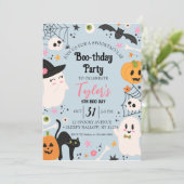 Schattige Retro Verjaardag Halloween Feest Kaart (Staand voorkant)