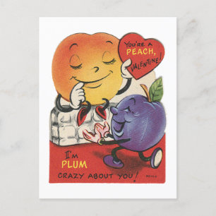 Schattige retro vintage fruit valentijn feestdagenkaart