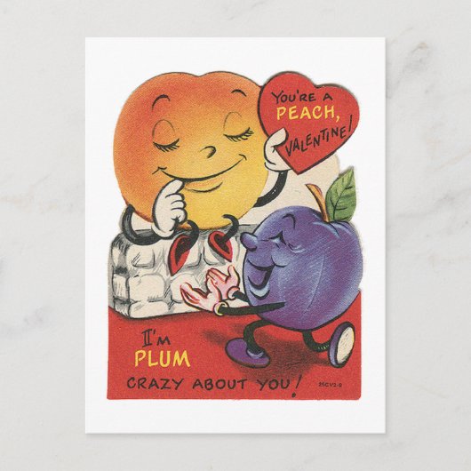 Schattige retro vintage fruit valentijn feestdagenkaart (Voorkant)