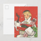 Schattige retro vintage Kerst vakantie winkelende  Feestdagenkaart (Voorkant / Achterkant)