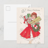 Schattige retro vintage Kerst vakantie winkelende  Feestdagenkaart (Voorkant / Achterkant)