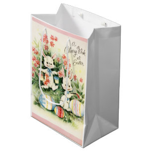 Schattige retro vintage paashaas medium cadeauzakje