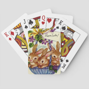 Schattige retro vintage paashaas  pokerkaarten