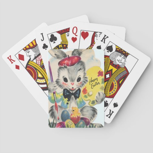 Schattige retro vintage paashaas pokerkaarten (Achterkant)