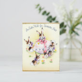 Schattige retro vintage Pasen Konijnen Vakantie An Feestdagenkaart (Staand voorkant)