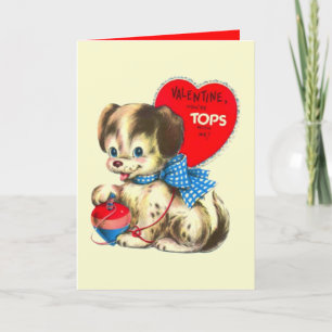 schattige retro vintage Valentijnsdag hond Feestdagen Kaart