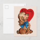 schattige retro vintage Valentijnsdag puppy Vakant Feestdagenkaart (Voorkant / Achterkant)