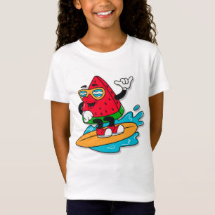 Schattige retro watermeloensurfen t-shirt