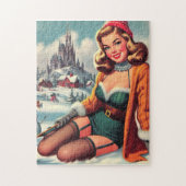 Schattige Retro Winter Pin-up Legpuzzel (Verticaal)