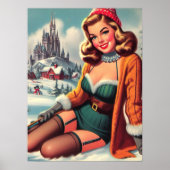 Schattige Retro Winter Pin-up Poster (Voorkant)
