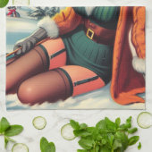 Schattige Retro Winter Pin-up Theedoek (Gevouwen)