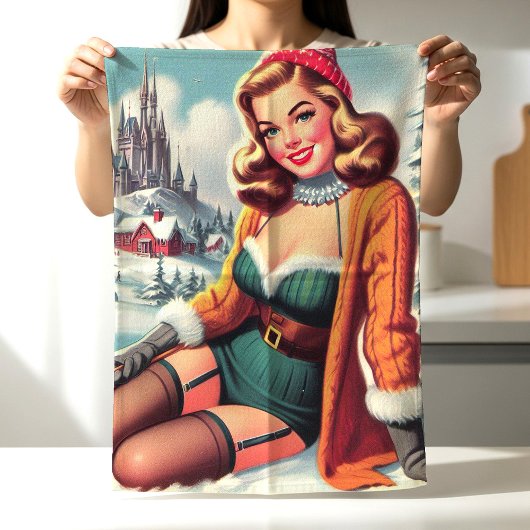 Schattige Retro Winter Pin-up Theedoek