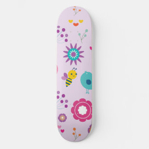 Schattige Retro Y2K Vogels en Bijen Speelse Esthet Persoonlijk Skateboard