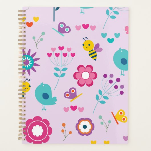 Schattige Retro Y2K Vogels en Bijen Speelse Esthet Planner (Voorkant)
