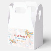 Schattige Retro Yellow Vliegtuig 1e Verjaardag Bedankdoosjes (Geopend)