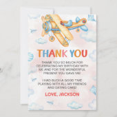 Schattige  Retro Yellow Vliegtuig 1e Verjaardag Bedankkaart (Voorkant)