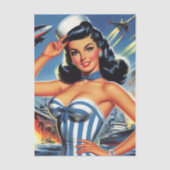 Schattige Retro Zeeman Pin-up Tissuepapier (Voorkant)