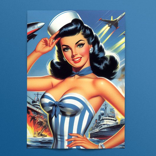 Schattige Retro Zeeman Pin-up Tissuepapier