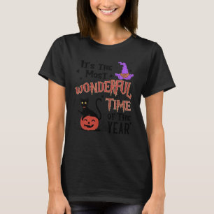 Schattige Retro Zwarte Kat Herfst Halloween Kat  1 T-shirt