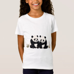 Schattige reuzenpanda's zitten naast elkaar t-shirt