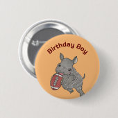 Schattige Rhino Amerikaans Football Verjaardagsjon Ronde Button 5,7 Cm (Voorkant /achterkant)