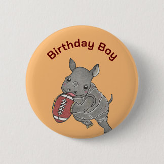 Schattige Rhino Amerikaans Football Verjaardagsjon Ronde Button 5,7 Cm