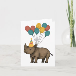 Schattige Rhino Verjaardag Kaart
