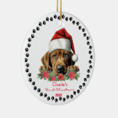 Schattige Rhodesian Ridgeback Dog Santa Hat Paw Pr Keramisch Ornament (Rechts)