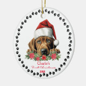 Schattige Rhodesian Ridgeback Dog Santa Hat Paw Pr Keramisch Ornament (Links)