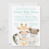 Schattige rijden door Baby shower babydierenmasker Kaart (Voorkant)