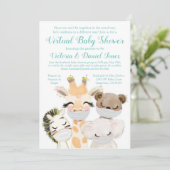 Schattige rijden door Baby shower babydierenmasker Kaart (Staand voorkant)