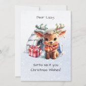 Schattige rijm rendiergedicht Snowfalkes Kinder ke Feestdagenkaart (Voorkant)
