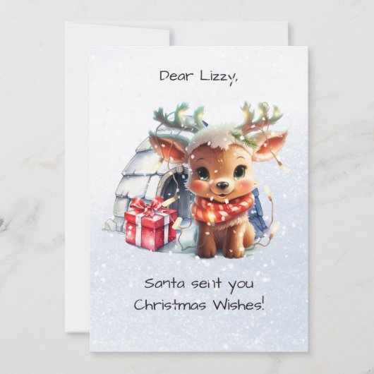 Schattige rijm rendiergedicht Snowfalkes Kinder ke Feestdagenkaart (Voorkant)