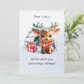 Schattige rijm rendiergedicht Snowfalkes Kinder ke Feestdagenkaart (Staand voorkant)