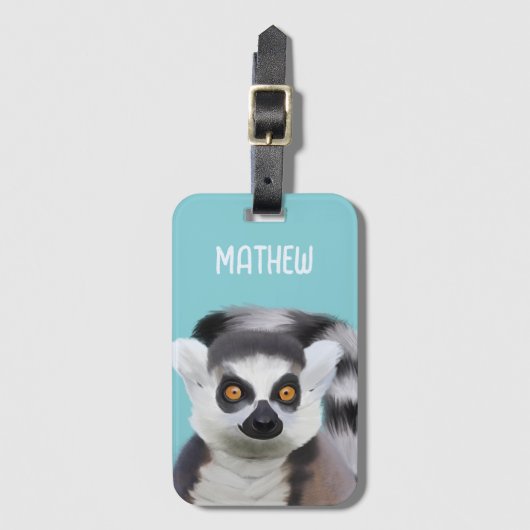 Schattige ringstaartgezicht van lemur bagagelabel (Voorkant (verticaal))