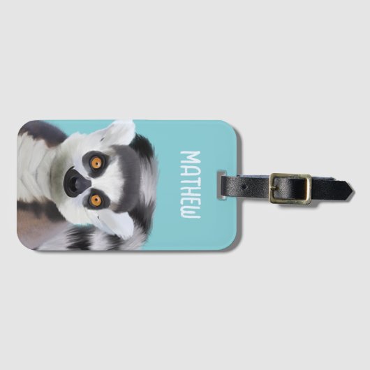 Schattige ringstaartgezicht van lemur bagagelabel (Voorkant (horizontaal))