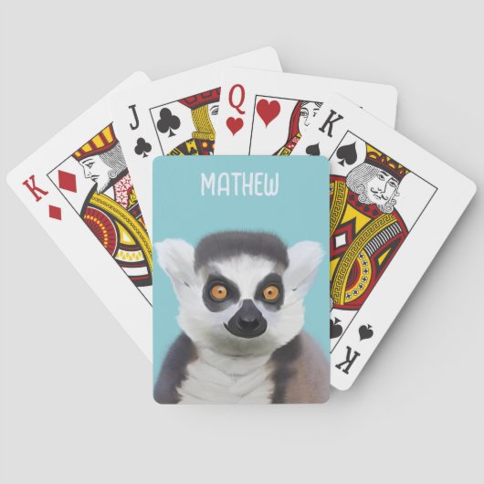 Schattige ringstaartgezicht van lemur pokerkaarten (Achterkant)