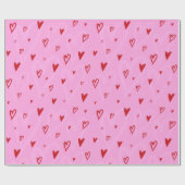 Schattige Rink Hearts op roze achtergrond Cadeaupapier (Vlak)