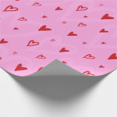 Schattige Rink Hearts op roze achtergrond Cadeaupapier (Hoek)