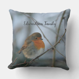 Schattige Robin rood borstvogel foto familienaam Buitenkussen