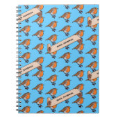 Schattige Robin Voeg Jouw naam Retro Pixel Art Pat Notitieboek (Voorkant)