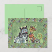 SCHATTIGE ROBOT BULLDOG EN FELINE FRIEND Funny Briefkaart (Voorkant / Achterkant)