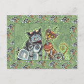 SCHATTIGE ROBOT BULLDOG EN FELINE FRIEND Funny Briefkaart (Voorkant)