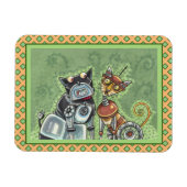 SCHATTIGE ROBOT BULLDOG EN FELINE FRIEND Funny Magneet (Horizontaal)