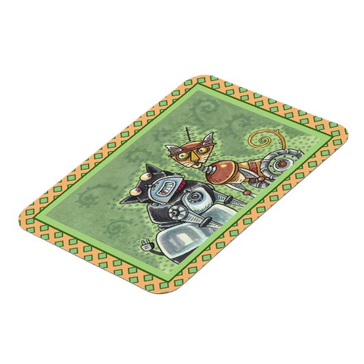 SCHATTIGE ROBOT BULLDOG EN FELINE FRIEND Funny Magneet (Linkerzijde)