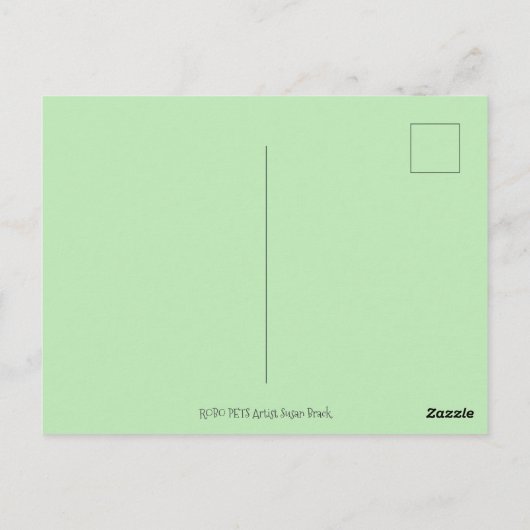 SCHATTIGE ROBOT BULLDOG & FELINE FRIEND Funny Blan Briefkaart (Achterkant)